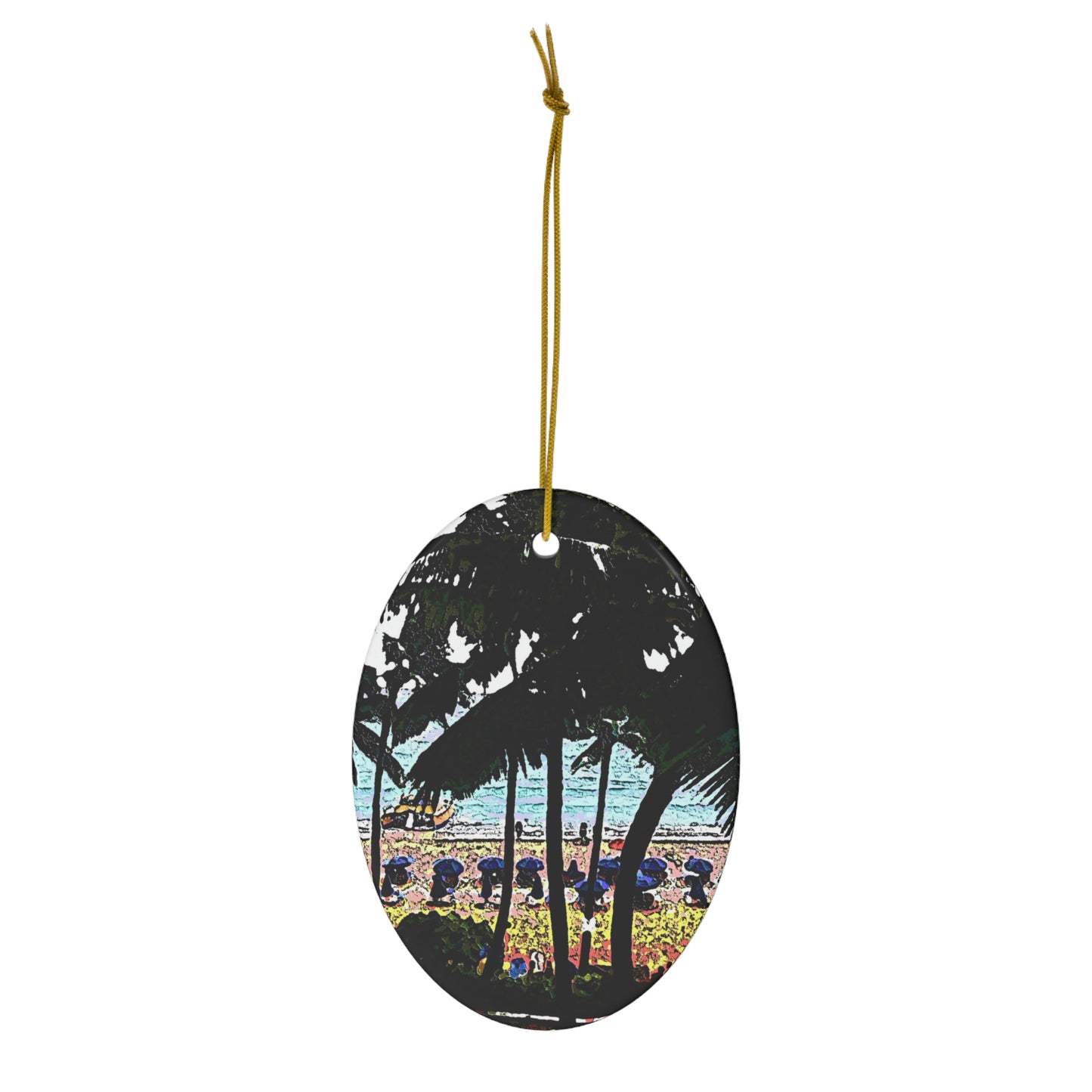 Ceramic Ornament, 1-Pack ... "A Beautiful Beach Amongst The Palms" ... The Outrigger Waikiki, Honolulu, Oahu ... Original Works ...