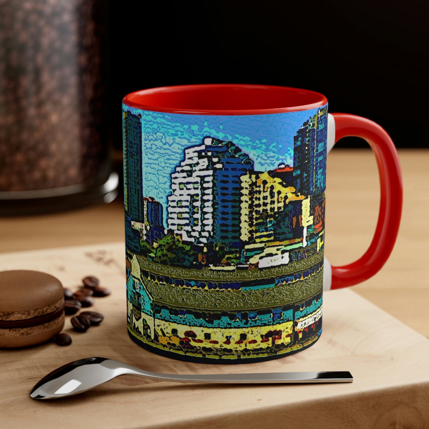 Accent Coffee Mug, 11oz ... That Classic Wheel ... 'Seattle's Wheel' ... & An Old Classic Waterside Vendors ...  'Family Archives' ... Original Works ...