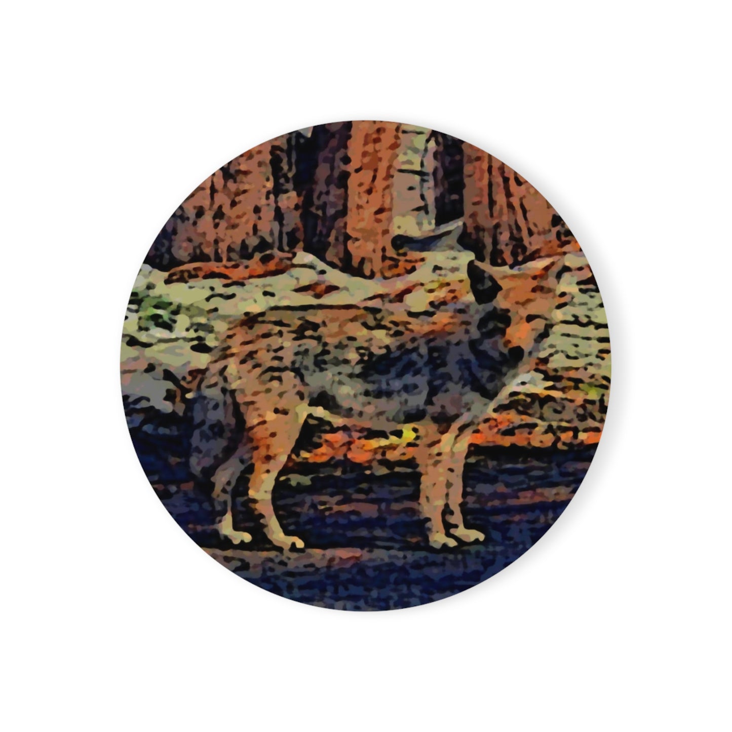 Cork Back Coaster ... Coyote ... "Yosemite Valley: Circa May23 ... KPH Base Photo" ... Original Works ...