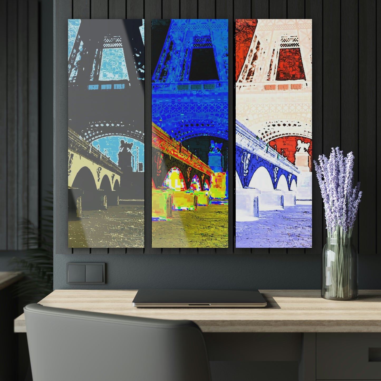 Acrylic Prints (Triptych) ... Le Tour D'Eiffel ..."Along The Water" ... Barbara Joan Bonnell-Holt ... Le Voyage De Paris: 1972 ... Original Works ...