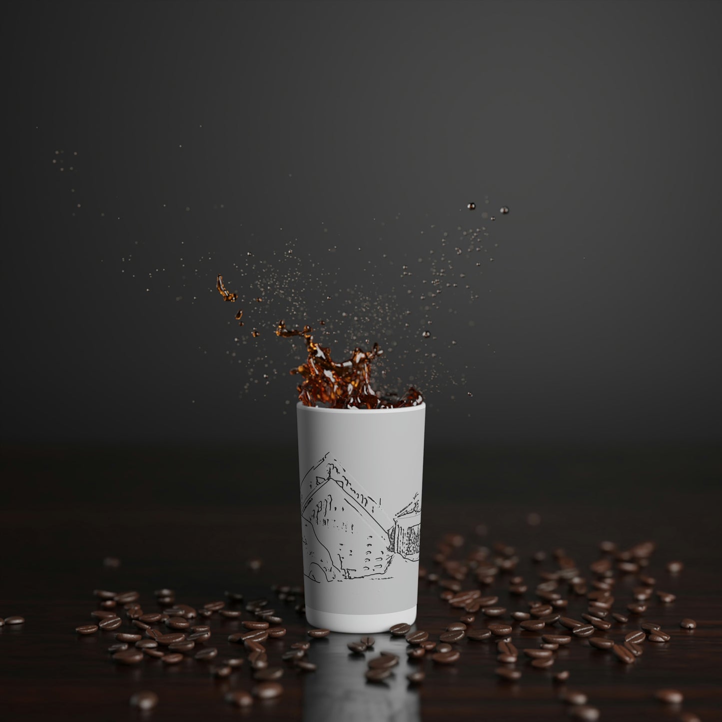 Conical Coffee Mugs (3oz, 8oz, 12oz) ... After An Intense Snow Storm ... 'Digging Out' ... A Vehicle & Cabin "In The Mountains" ... March 2023 ... Original Works ...