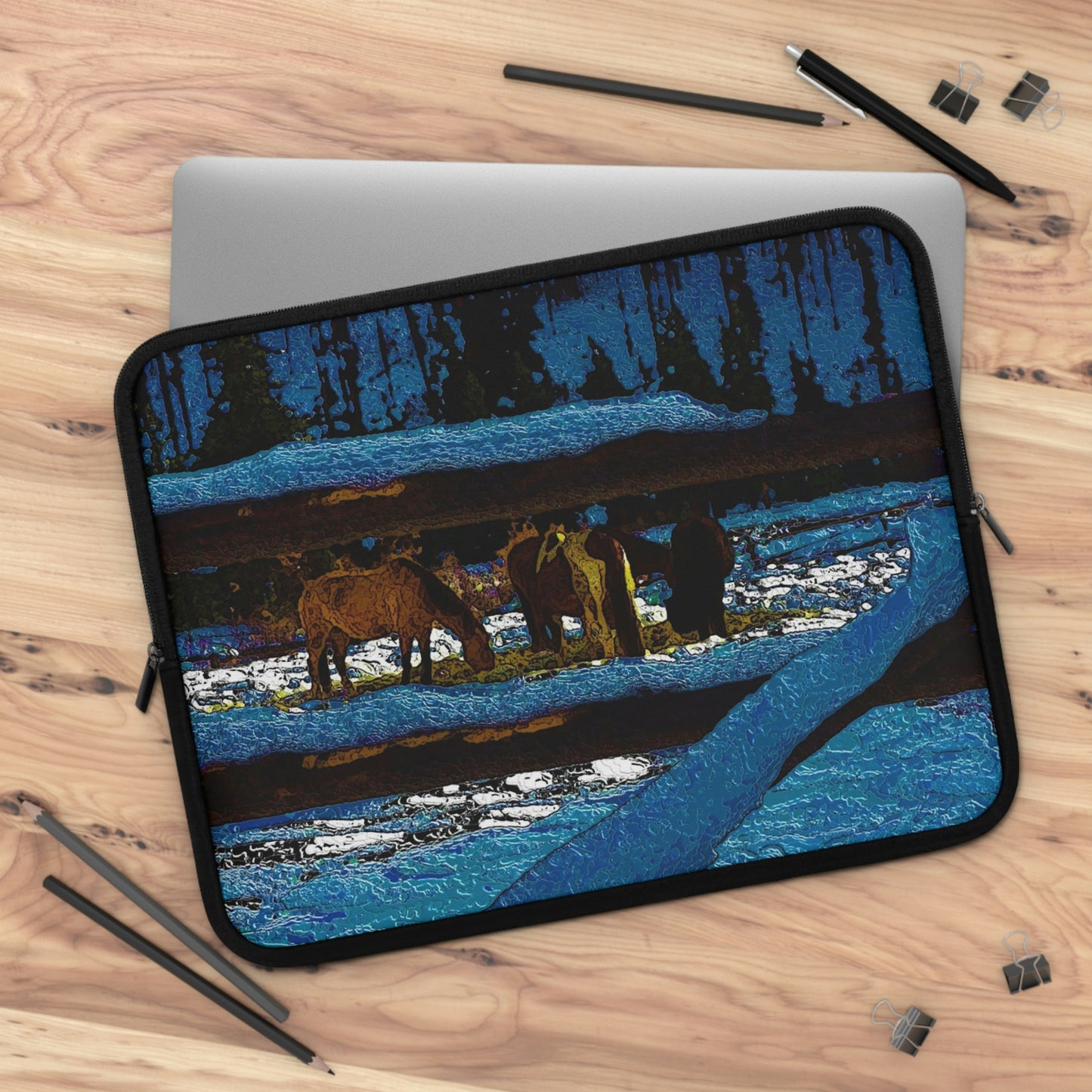 Laptop Sleeve ...  A Horse ... A Saddle ...  Foraging Through The Snow ...  An_Asses 'Cry' ... Central Idaho, November 2022 ...  Original Works ..