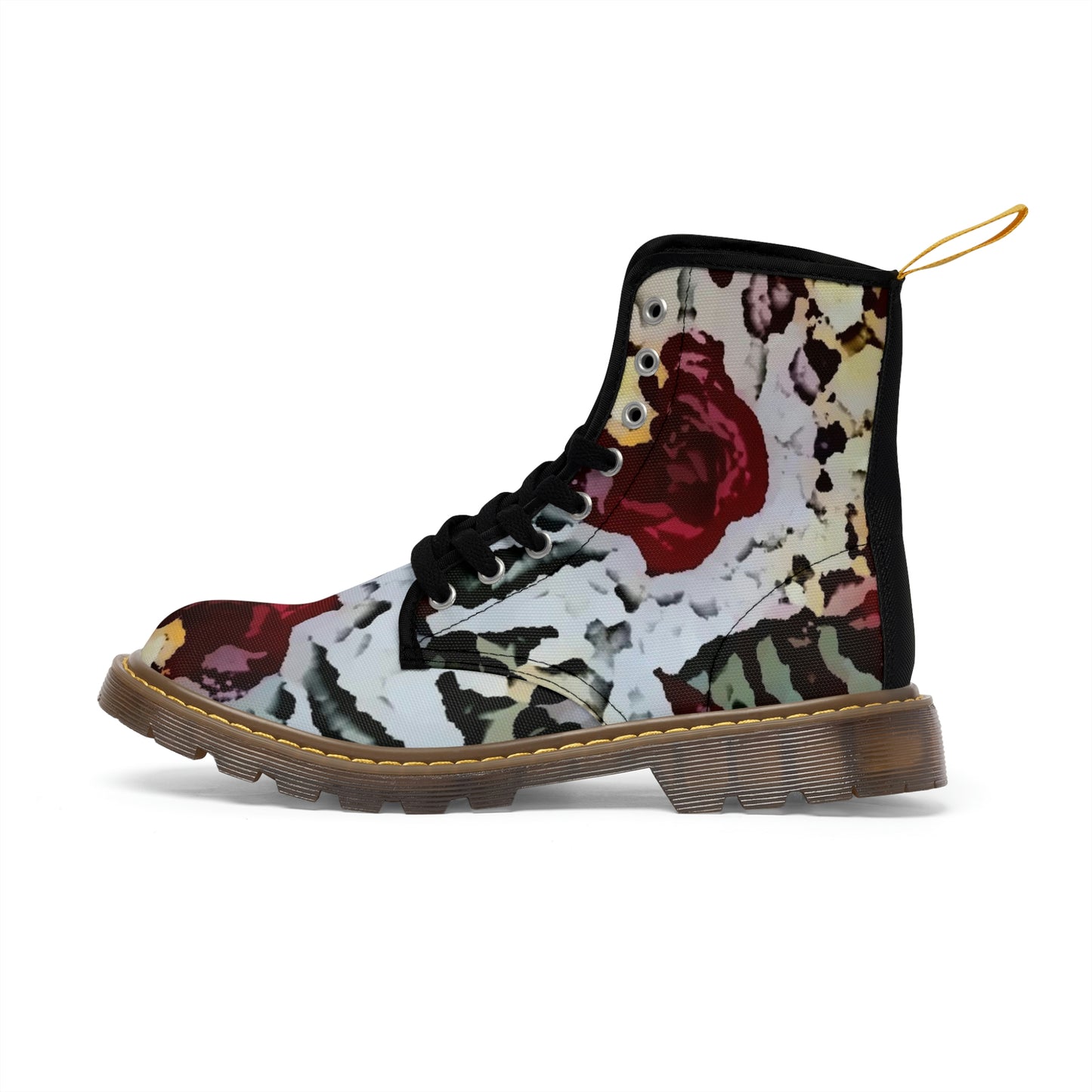 Women's Canvas Boots ... "A Friendly Flower" ... Pointsettia 'Pointing' ... Original Works ... (Supplied Photograph) ...