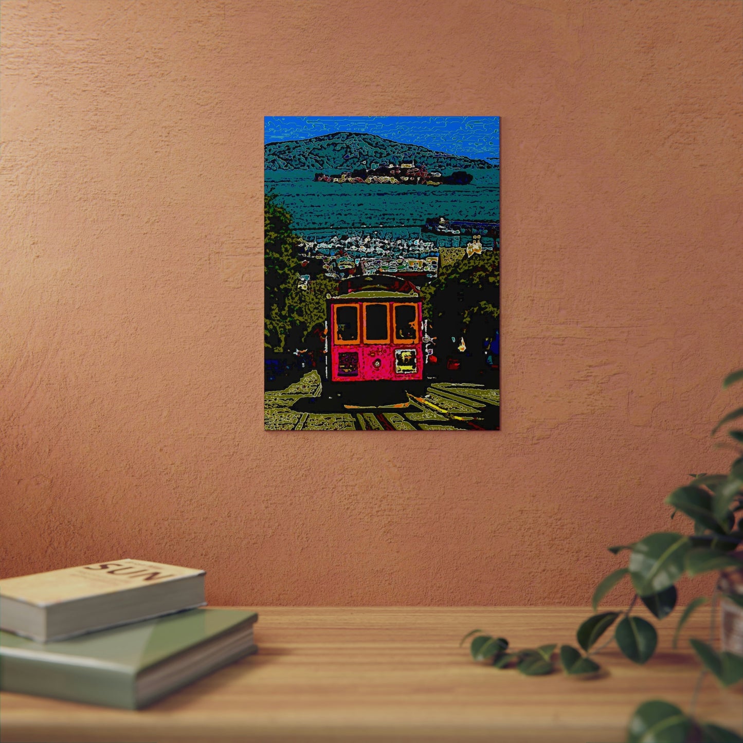 Aluminum Composite Panels ... San Francisco ... 'A Rice-A-Roni-Treat' ... Family Archives ... Cable Car Descends Hill Towards Alcatraz Island ... Original Works ...