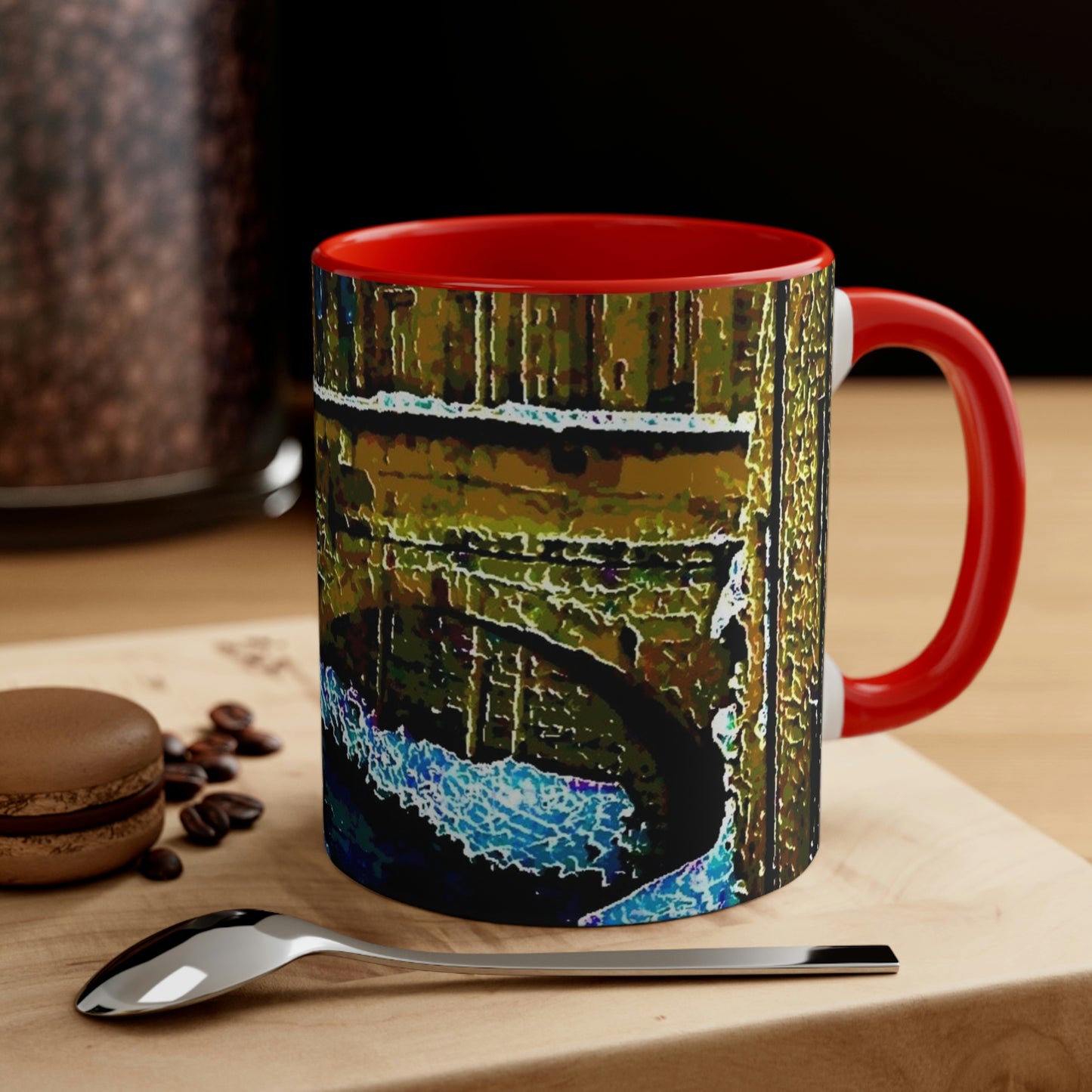 Accent Coffee Mug, 11oz ...  Walikng The Streets & Alleys ... 'Strolling The Canals ... '  ... Original Works  ...