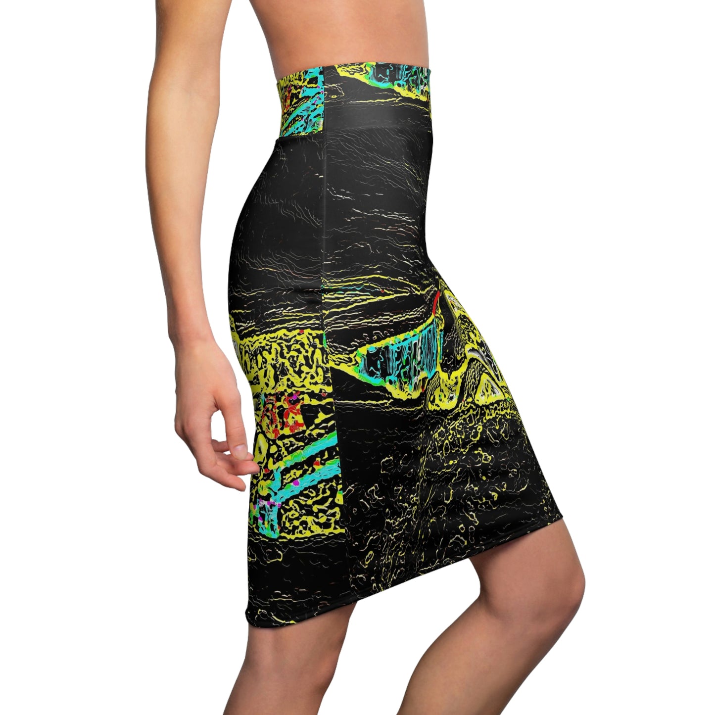 Women's Pencil Skirt (AOP) ... "Snow Vehicle In Snow Storm At-Rest" ... Circa 12Mar23 ... Central Idaho ... 18-Hours Rendering Time: Original Works ...