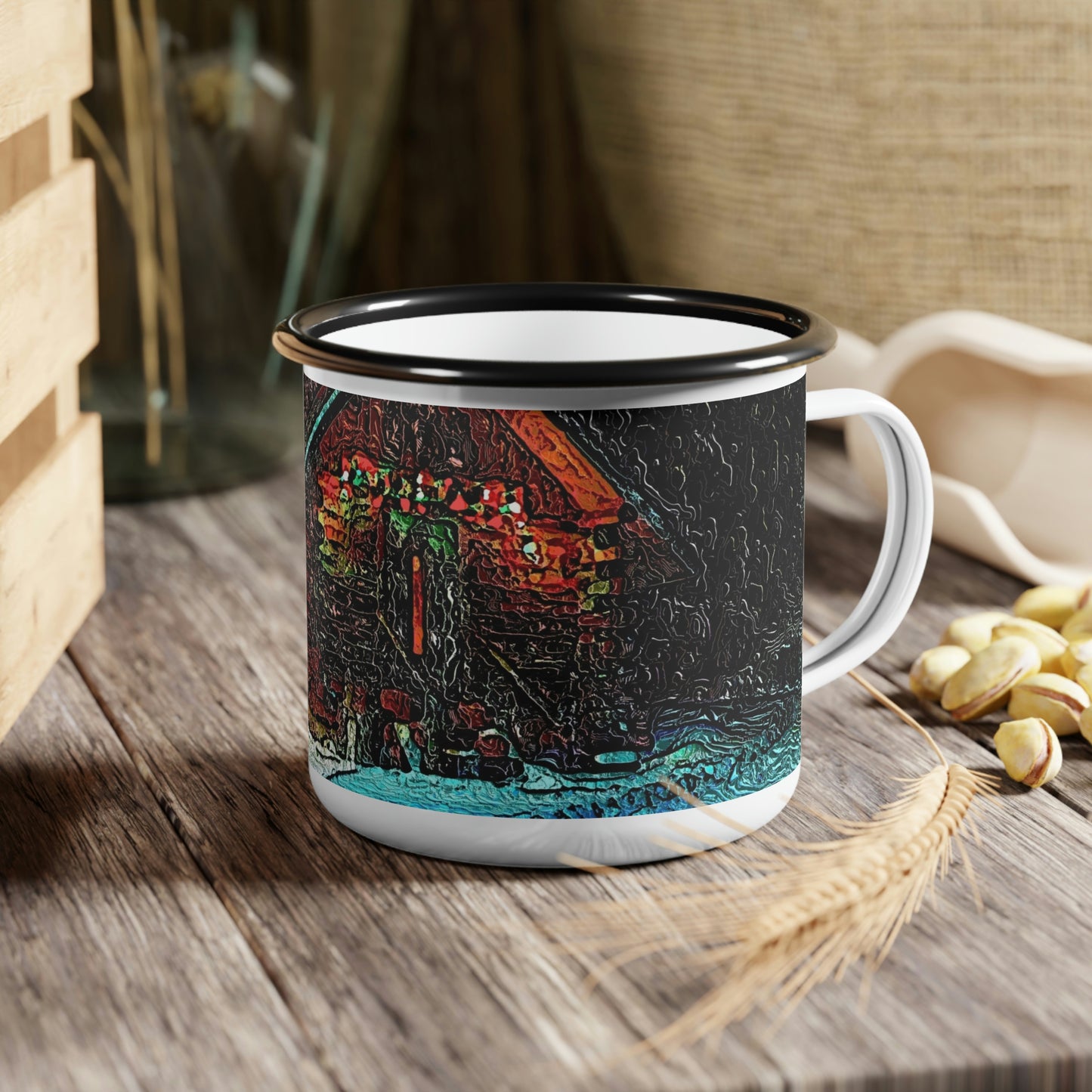 Enamel Camp Cup ... Impressionalism & Van Gogh ... "Original Photo-Art By Phot's Photo" ...