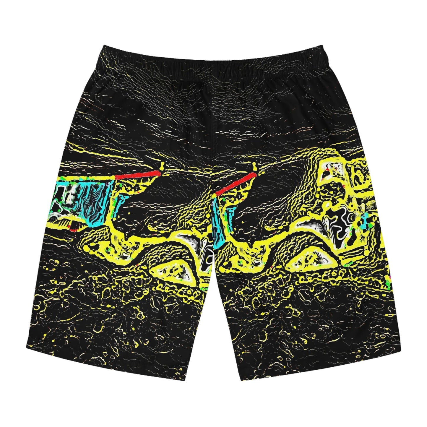 Men's Board Shorts (AOP) ... "Snow Vehicle In Snow Storm At-Rest" ... Circa 12Mar23 ... Central Idaho ... 18-Hours Rendering Time: Original Works ...