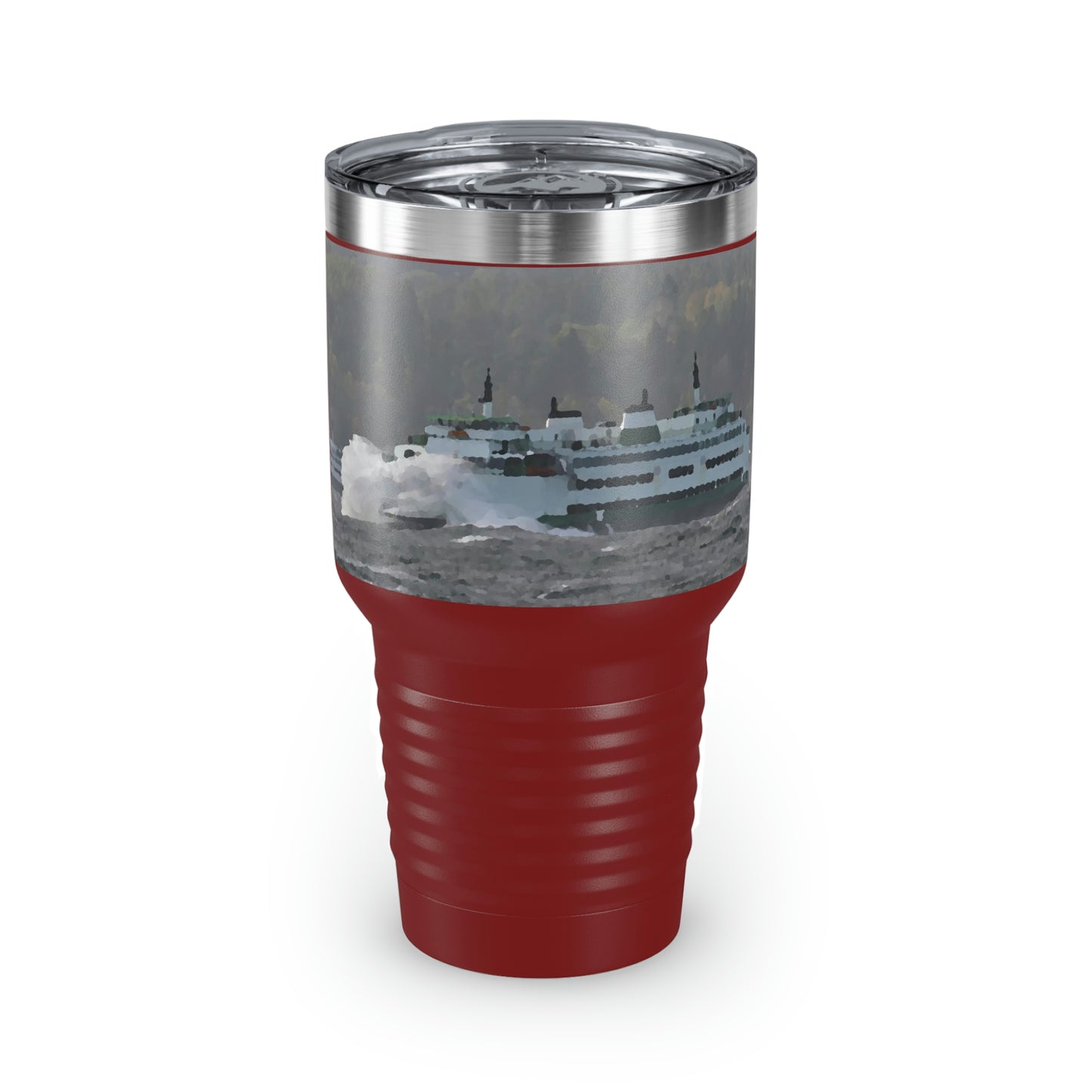 Ringneck Tumbler, 30oz ... WADOT Ferry Crossing ... "A Very Rough Day" ... Mulkiteo Route ... Family Archives ... Early 1990's' ... Original Works ...