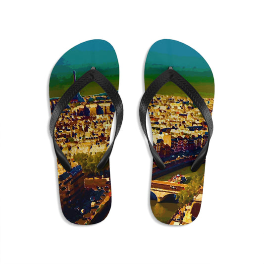 Unisex Flip-Flops ... Au Paris ... "Along The River Seine" ... Barbara Joan Bonnel-Holt: 1972 ... Original Works ...