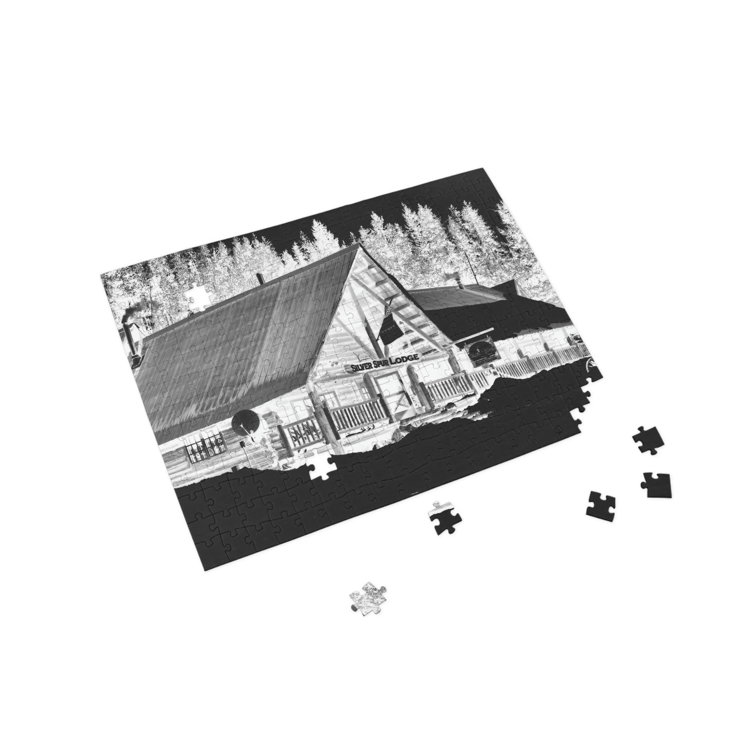 Puzzle (96, 252, 500, 1000-Piece) ... A Beautiful Lodge & Back-Country Outfitter In A Mountain Town ... 'Dixie, Idaho, November 2022' ... Original Works ...