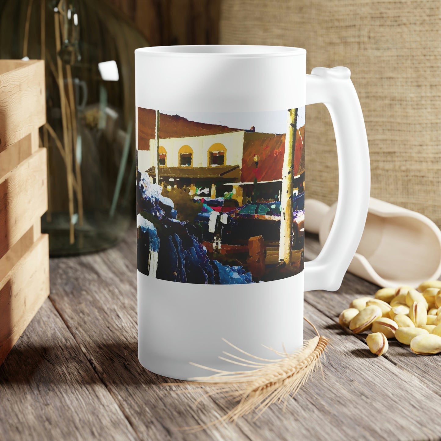 Frosted Glass Beer Mug ...  "Ice & Water Sculpted" ... Downtown Grangeville, Idaho ... Adjacent To Irwin Pharmacy ... 5Jan23 ... Original Works ...