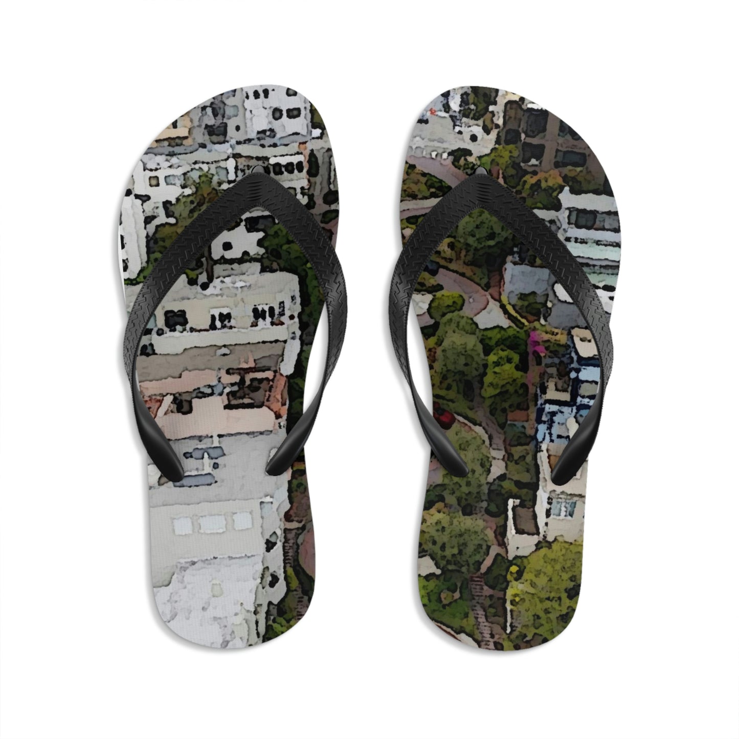 Unisex Flip-Flops ... A Crazy Street ... 'Eight Winding Curve-Switchbacks' ... "Lombard Street, San Francisco, CA' ... Family Archives: 1970's ... Original Works ...