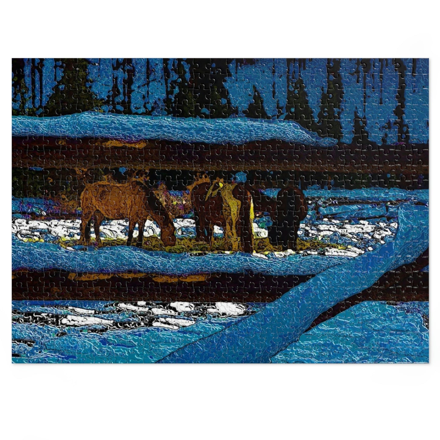 Jigsaw Puzzle (30, 110, 252, 500,1000-Piece) ... A Horse ... A Saddle ...  Foraging Through The Snow ...  An_Asses 'Cry' ... Central Idaho, November 2022 ...  Original Works ...