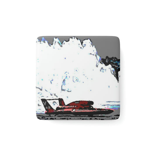 Porcelain Magnet, Square ... Seattle Columbia Cup On Lake Washington ... "Dave Wilcox Heads For The Win" ... Associate Gift-Photo ... Original Works ...