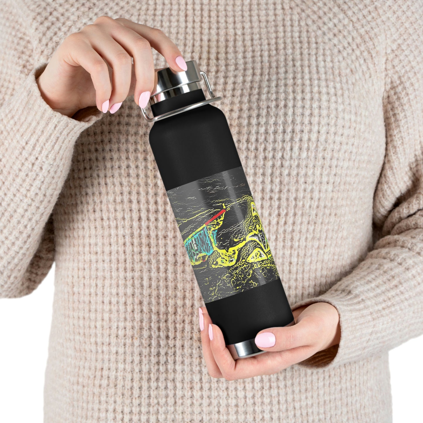 Copper Vacuum Insulated Bottle, 22oz ... "Snow Vehicle In Snow Storm At-Rest" ... Circa 12Mar23 ... Central Idaho ... 18-Hours Rendering Time: Original Works ...