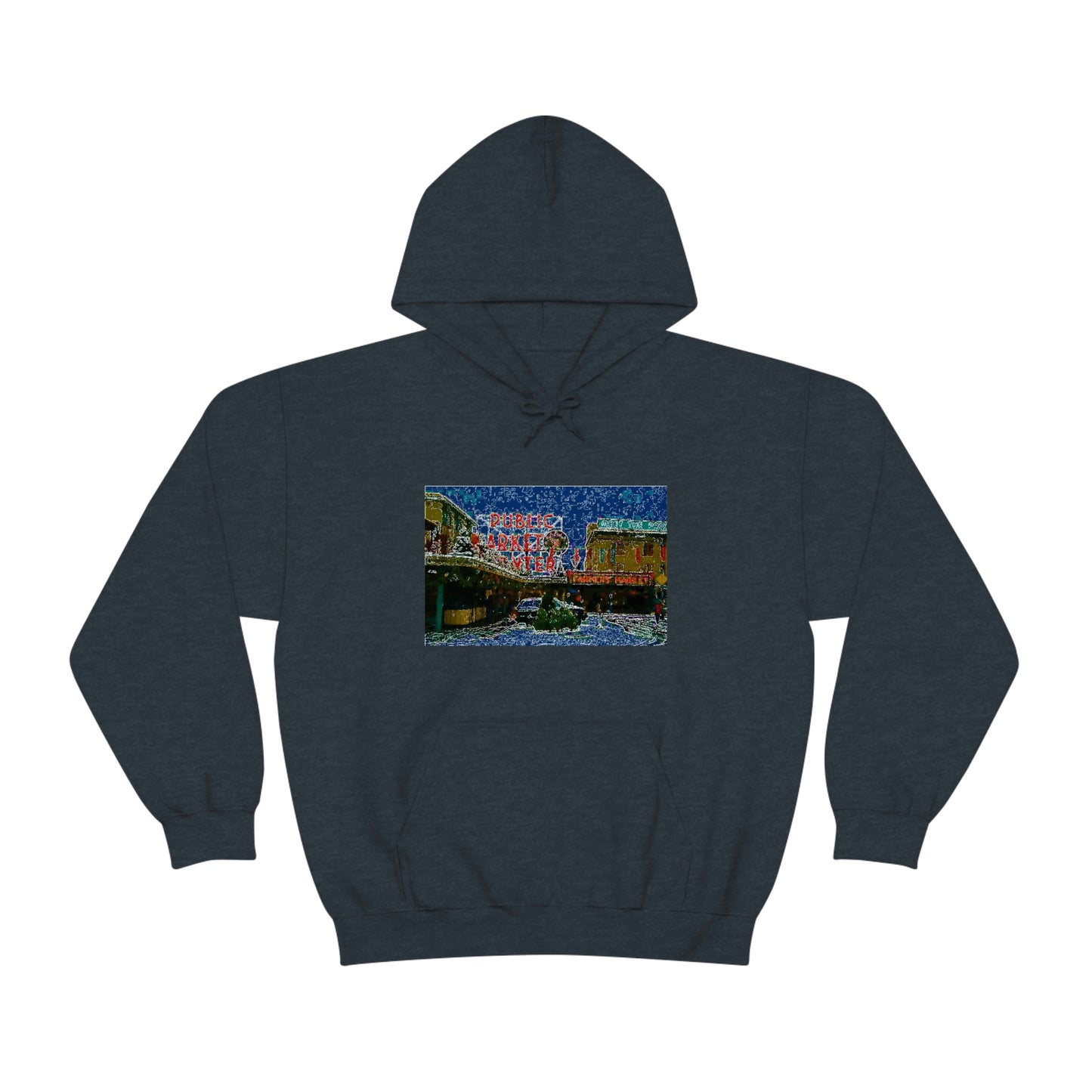 Unisex Heavy Blend™ Hooded Sweatshirt ... Pike Place Market: 'The Public Market', Seattle, Washington. Circa Fall 2013 ...