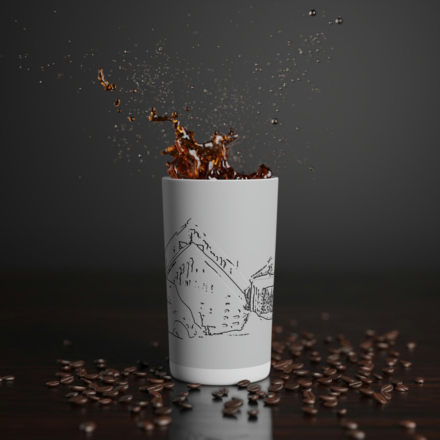 Conical Coffee Mugs (3oz, 8oz, 12oz) ... After An Intense Snow Storm ... 'Digging Out' ... A Vehicle & Cabin "In The Mountains" ... March 2023 ... Original Works ...