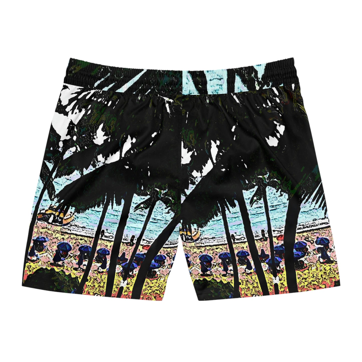 Men's Mid-Length Swim Shorts (AOP) ... "A Beautiful Beach Amongst The Palms" ... The Outrigger Waikiki, Honolulu, Oahu ... Original Works ...
