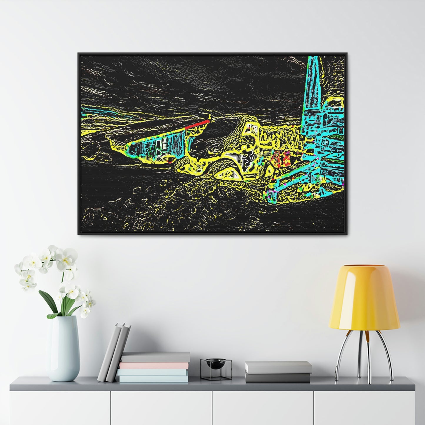 Gallery Canvas Wraps, Horizontal Frame ... "Snow Vehicle In Snow Storm At-Rest" ... Circa 12Mar23 ... Central Idaho ... 18-Hours Rendering Time: Original Works ...
