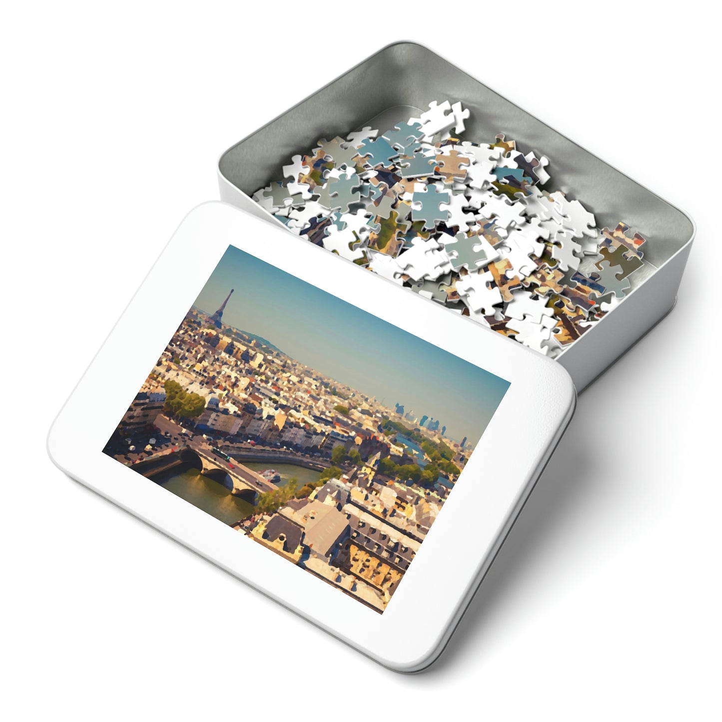 Jigsaw Puzzle (30, 110, 252, 500,1000-Piece) ... Au Paris ... "Along The River Seine" ... Barbara Joan Bonnell-Holt: 1972 ... Original Works ...