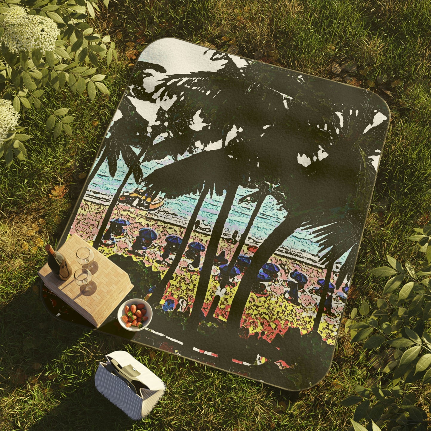 Picnic Blanket ... "A Beautiful Beach Amongst The Palms" ... The Outrigger Waikiki, Honolulu, Oahu ... Original Works ...