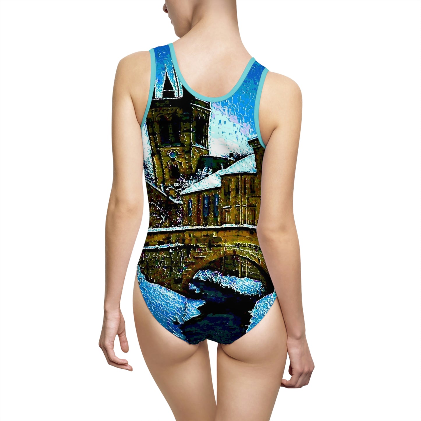 Women's Classic One-Piece Swimsuit ... Walikng The Streets & Alleys ... 'Strolling The Canals ... '  ... Original Works  ...