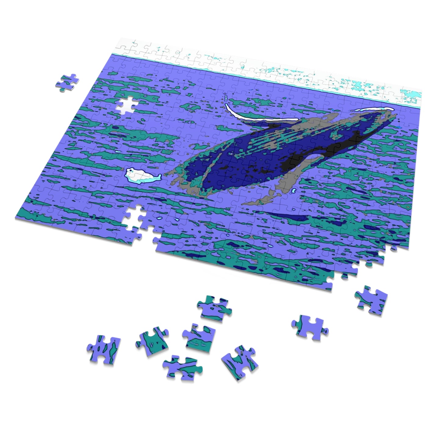 Jigsaw Puzzle (30, 110, 252, 500,1000-Piece) ... Baby Humpback Breaching ... Maui, HI: April 2022 ... "Family Archives: KPH" ... Original Works ...
