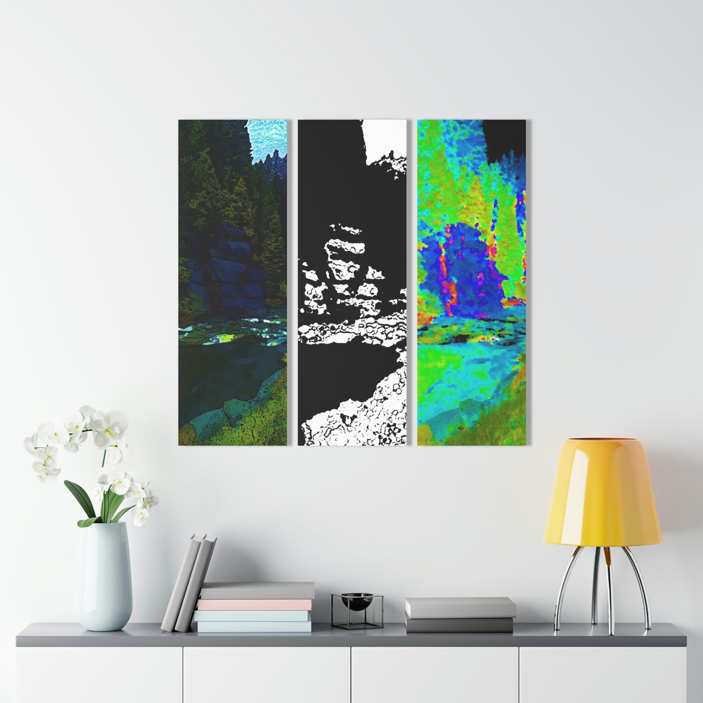 Acrylic Prints (Triptych) ...  "I Am Innocent" ... Tricky-Dick Immortalized ... Nixon Rock: Along The River ... Central Idaho, Summer 2020 ... Original Works ...