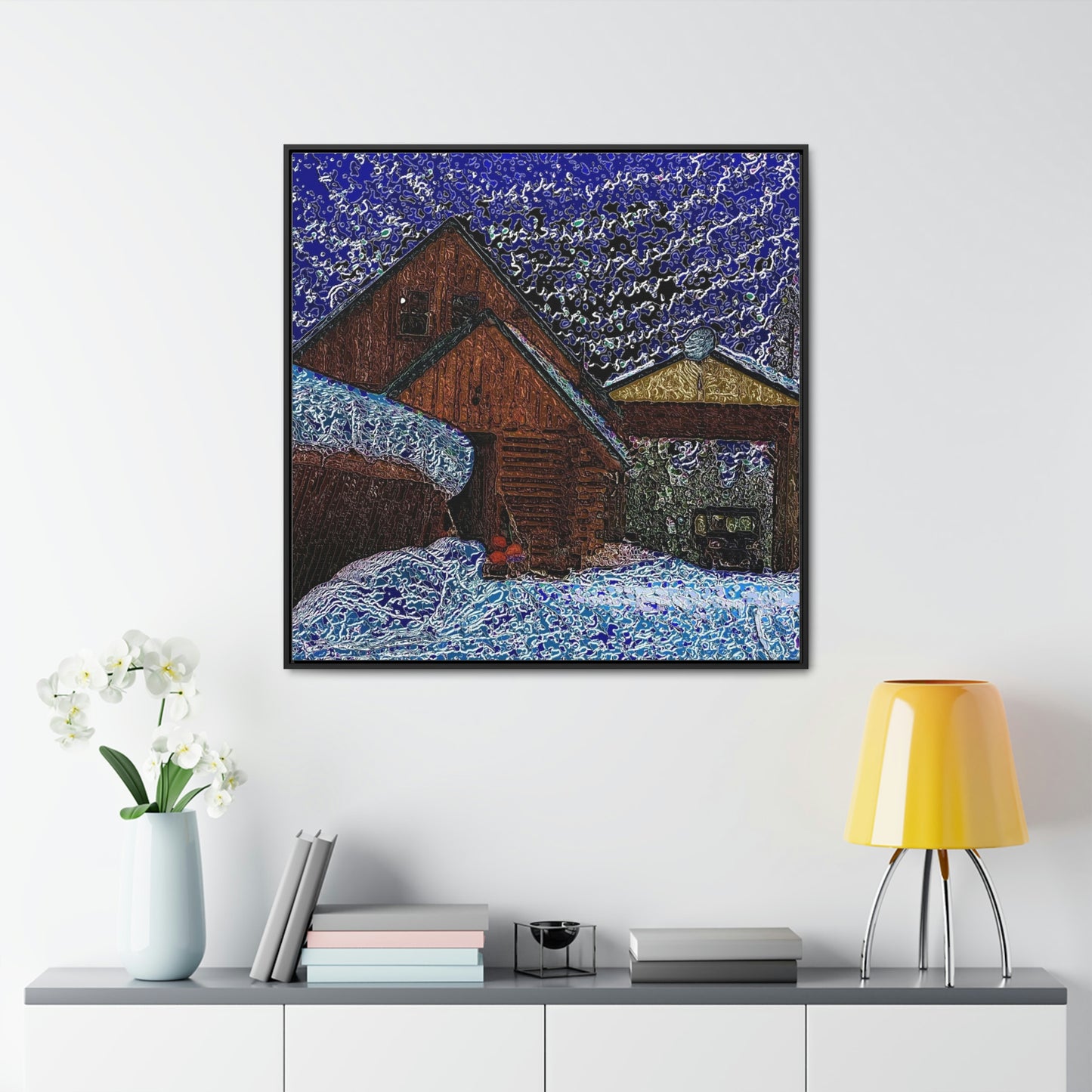 Gallery Canvas Wraps, Square Frame ... A Litle Bit Of Color ...  A Little Bit Of Van Gogh ... A Little Bit Of Vertigo ... "And Away You Go With The Snow .." Original Works: Rendering Time: 16 Hours ...