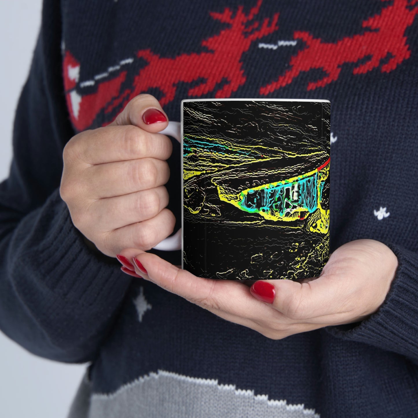Ceramic Mug 11oz ... "Snow Vehicle In Snow Storm At-Rest" ... Circa 12Mar23 ... Central Idaho ... 18-Hours Rendering Time: Original Works ...