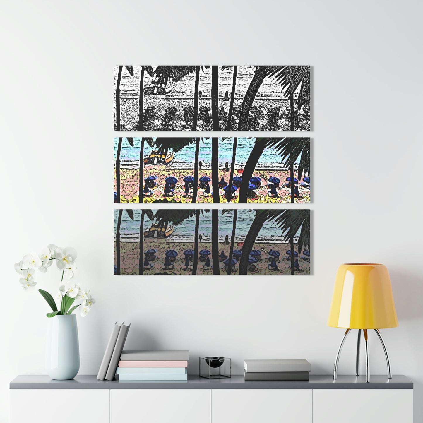 Acrylic Prints (Triptych) ... "A Beautiful Beach Amongst The Palms" ... The Outrigger Waikiki, Honolulu, Oahu ... Original Works ...