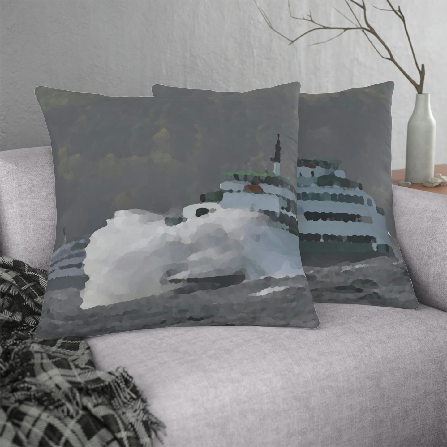 Waterproof Pillows ... WADOT Ferry Crossing ... "A Very Rough Day" ... Mulkiteo Route ... Family Archives ... Early 1990's' ... Original Works ...