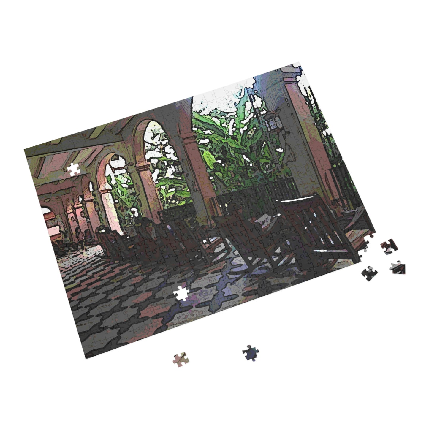 Puzzle (96, 252, 500, 1000-Piece) ... Lanai & Rocking Chairs At: 'The Pink Palace' ... The Royal Hawai'ian ... Honolulu, HI ... '27Oct2014' ... Original Works ...