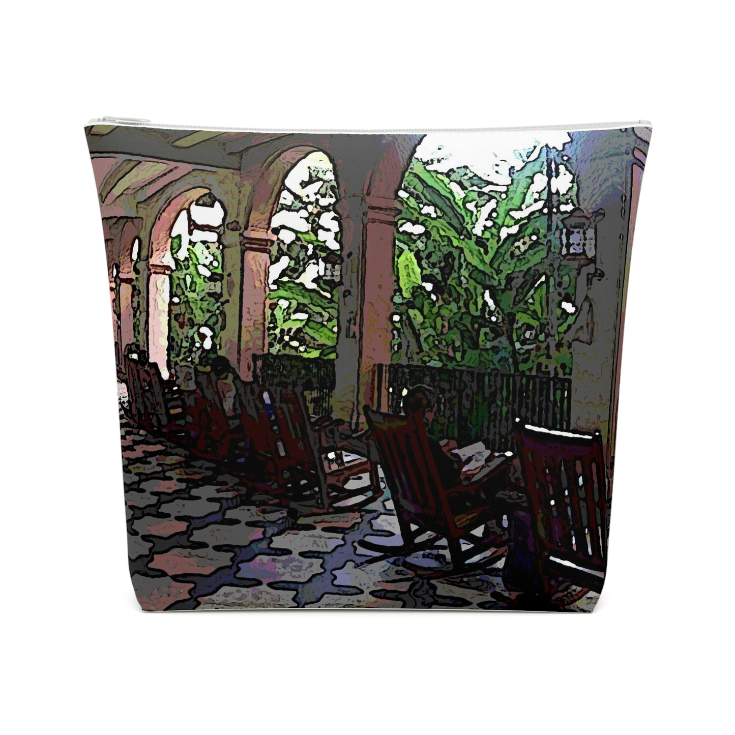 Cotton Cosmetic Bag ...  Lanai & Rocking Chairs At: 'The Pink Palace' ... The Royal Hawai'ian ... Honolulu, HI ... '27Oct2014' ... Original Works ...
