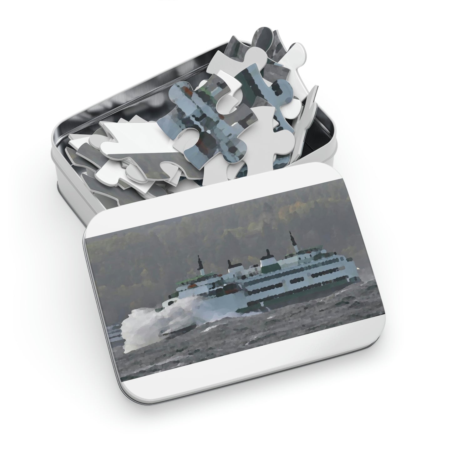 Jigsaw Puzzle (30, 110, 252, 500,1000-Piece) ... WADOT Ferry Crossing ... "A Very Rough Day" ... Mulkiteo Route ... Family Archives ... Early 1990's' ... Original Works ...
