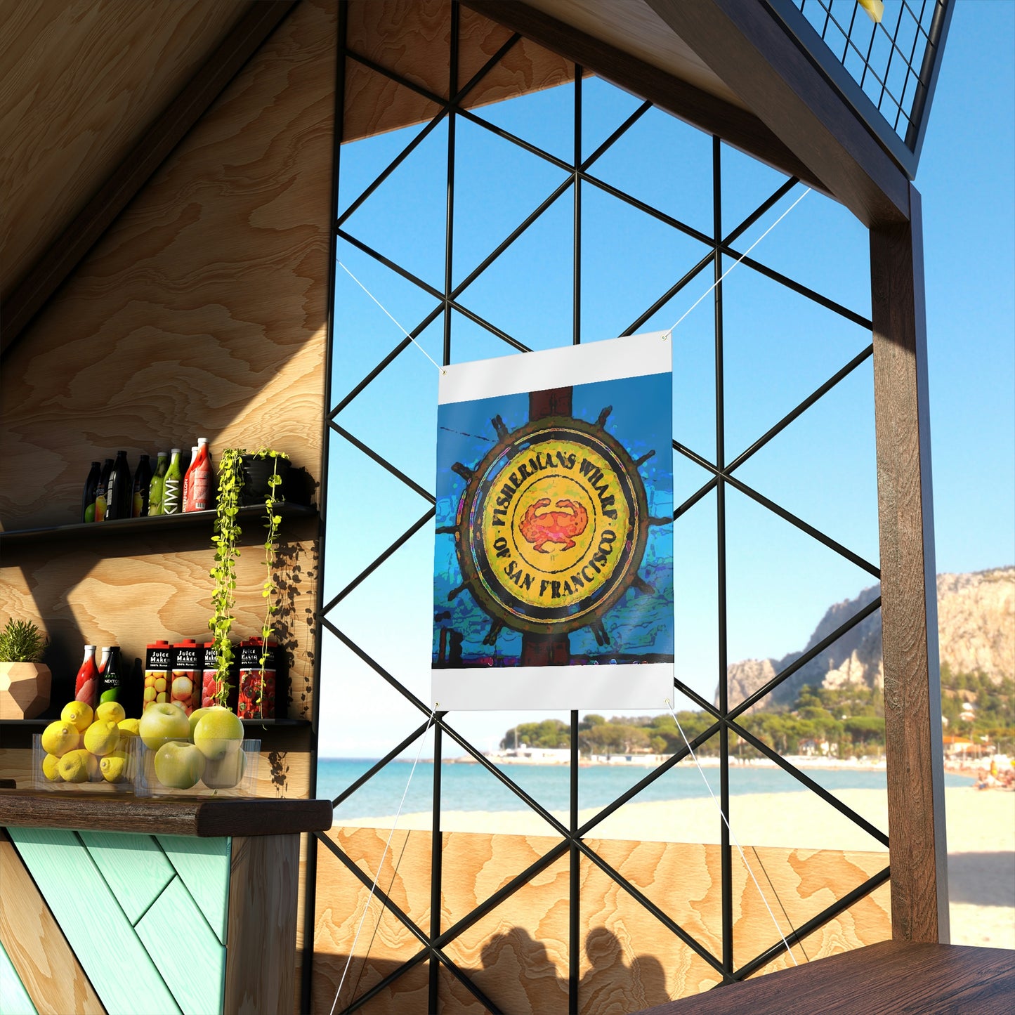 Matte Banner ... "No.9 Fishermen's Grotto - Fishermen's Wharf, SF, California" ... Family Archives: 1970's ... Original Works ...