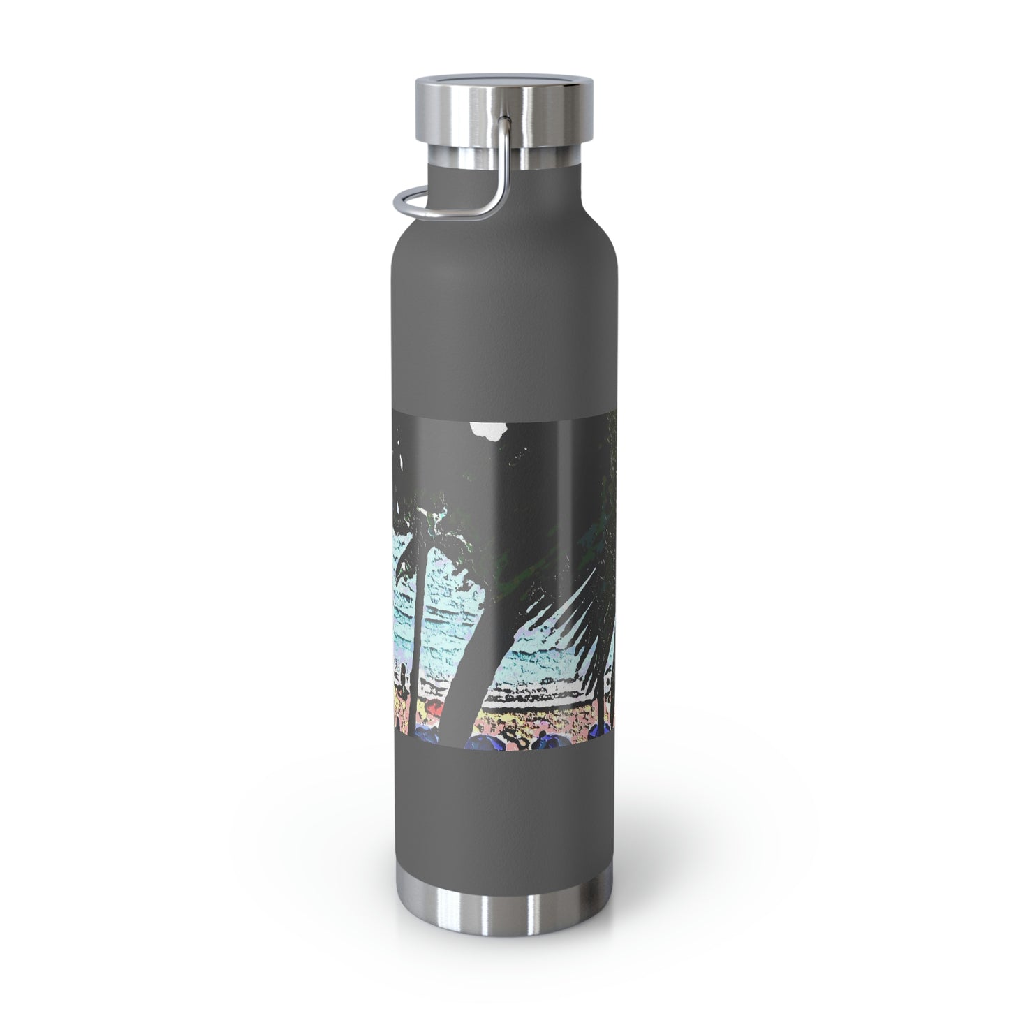 Copper Vacuum Insulated Bottle, 22oz ... "A Beautiful Beach Amongst The Palms" ... The Outrigger Waikiki, Honolulu, Oahu ... Original Works ...