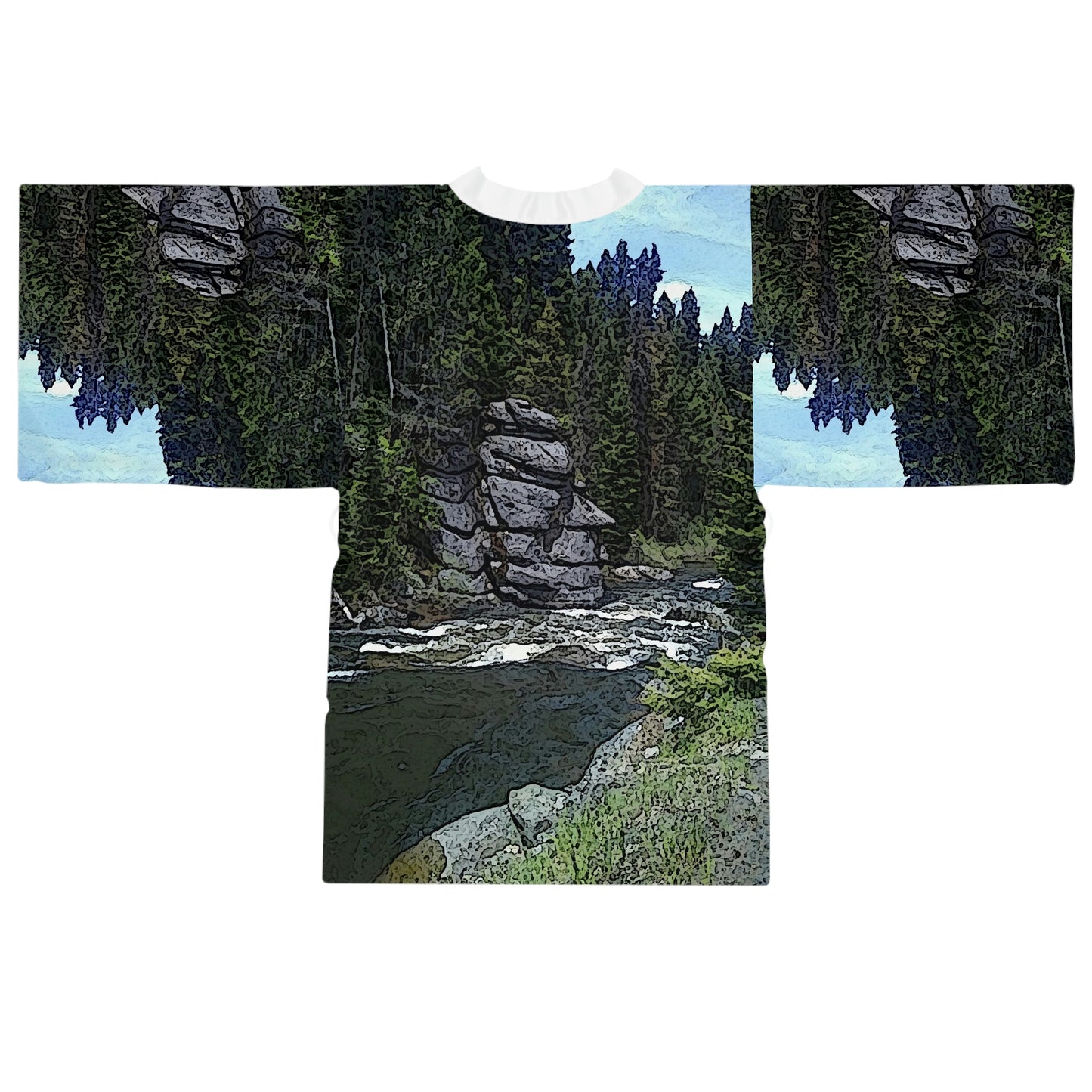 Long Sleeve Kimono Robe ..."I Am Innocent" ... Tricky-Dick Immortalized ... Nixon Rock: Along The River ... Central Idaho, Summer 2020 ... Original Works ...