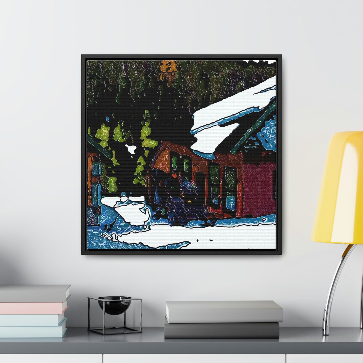 Gallery Canvas Wraps, Square Frame ... "A Rider Passeth-Through-It" ... Colors Galore & A Bit Of Impressionism ... Original Works. Winter 2021. Central Idaho. Rendering Time: 12 Hours ...