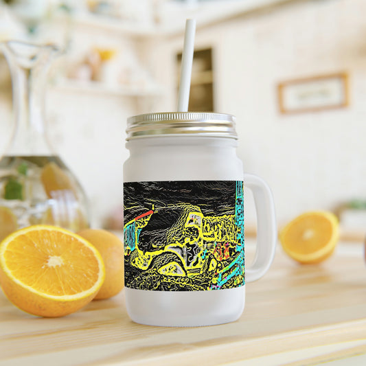 Mason Jar ... "Snow Vehicle In Snow Storm At-Rest" ... Circa 12Mar23 ... Central Idaho ... 18-Hours Rendering Time: Original Works ...