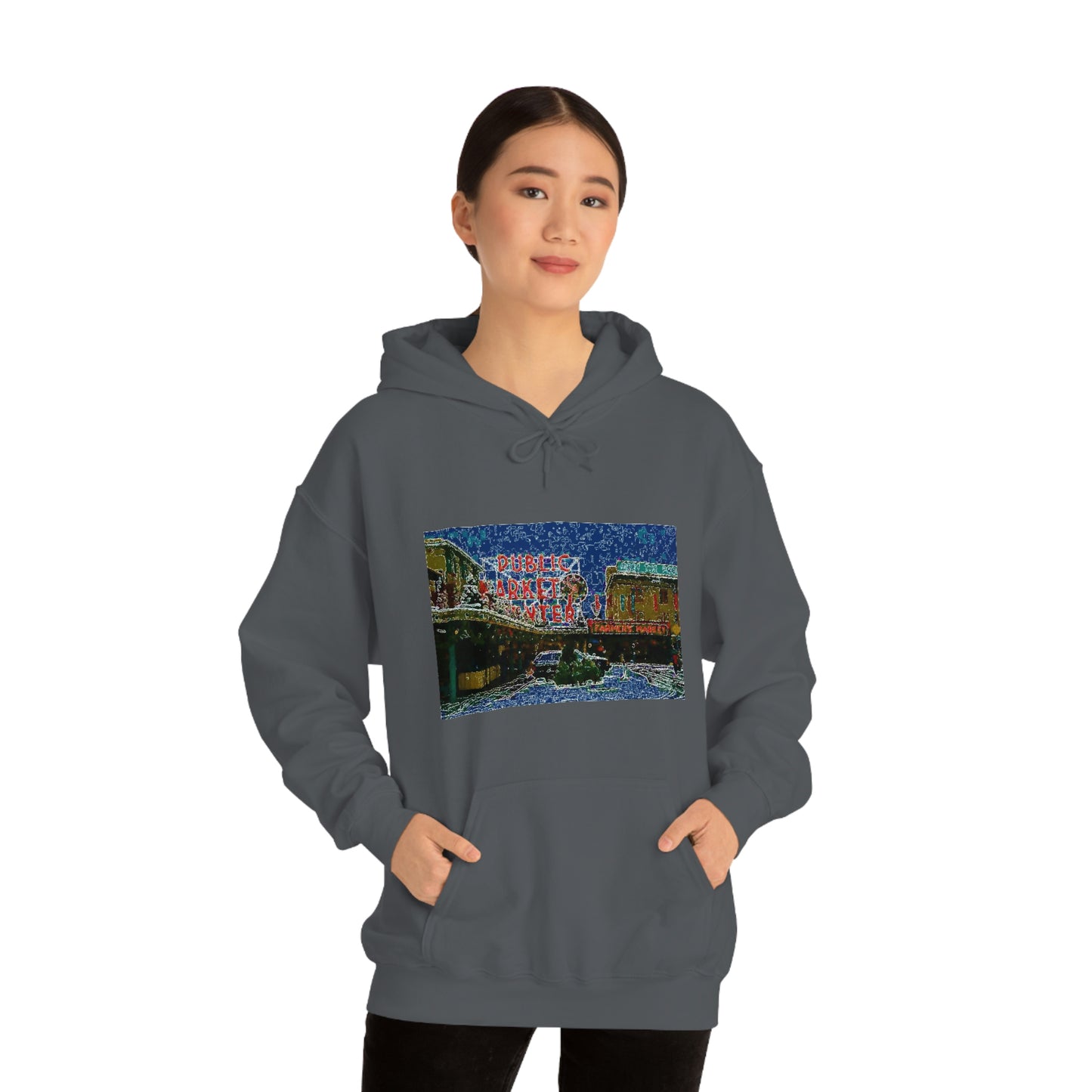 Unisex Heavy Blend™ Hooded Sweatshirt ... Pike Place Market: 'The Public Market', Seattle, Washington. Circa Fall 2013 ...
