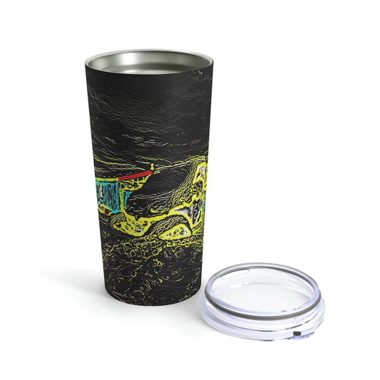 Tumbler 20oz ... "Snow Vehicle In Snow Storm At-Rest" ... Circa 12Mar23 ... Central Idaho ... 18-Hours Rendering Time: Original Works ...