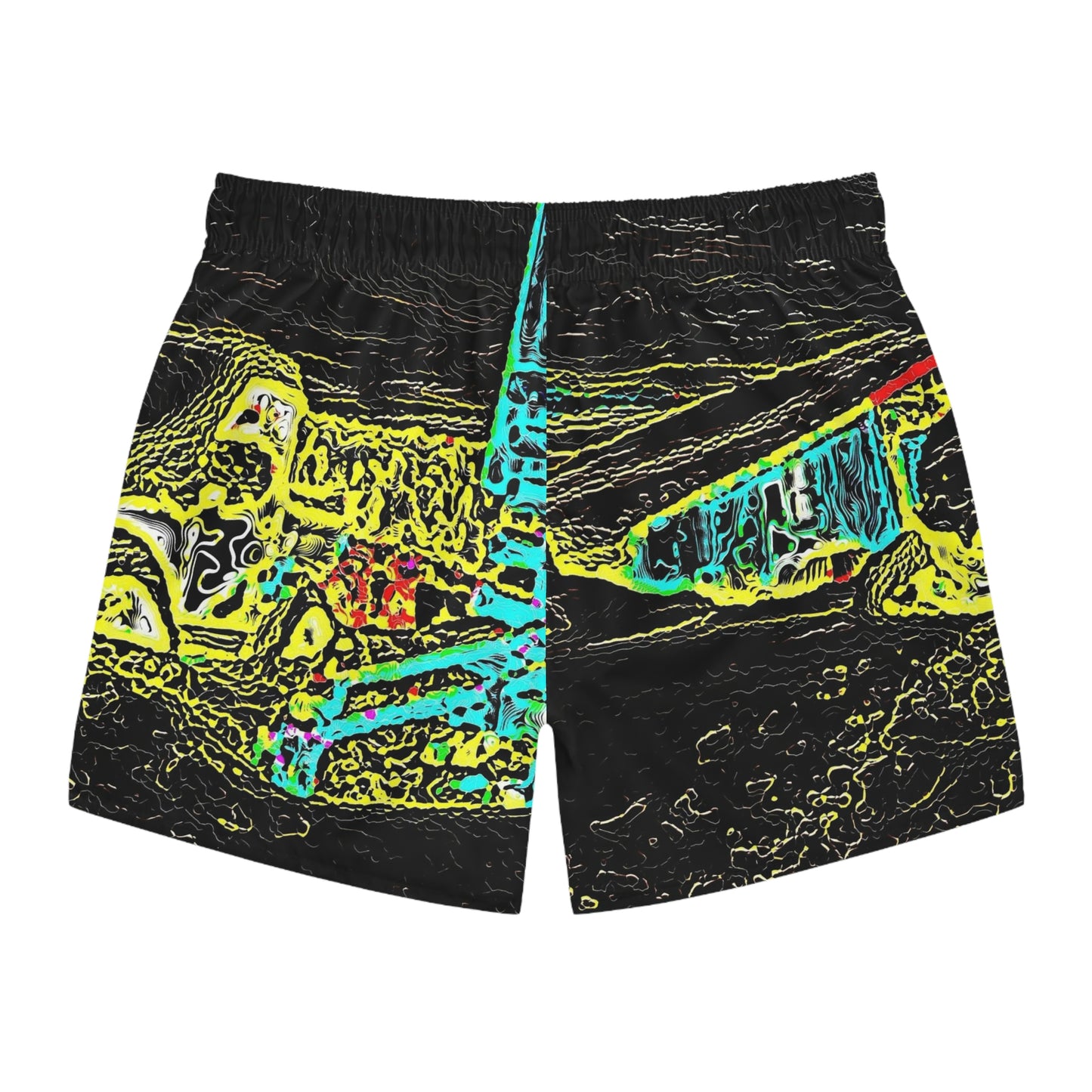 Swim Trunks (AOP) ... "Snow Vehicle In Snow Storm At-Rest" ... Circa 12Mar23 ... Central Idaho ... 18-Hours Rendering Time: Original Works ...