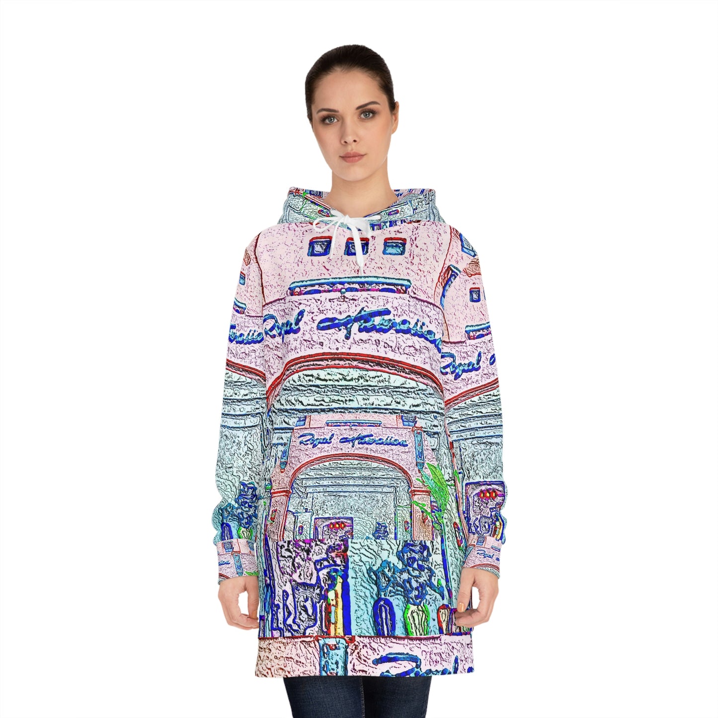 Women's Hoodie Dress (AOP) ... "La Grande Entree" At: 'The Pink Palace' ... The Royal Hawai'ian ... Honolulu, HI ... '27Oct2014' ... Original Works ...