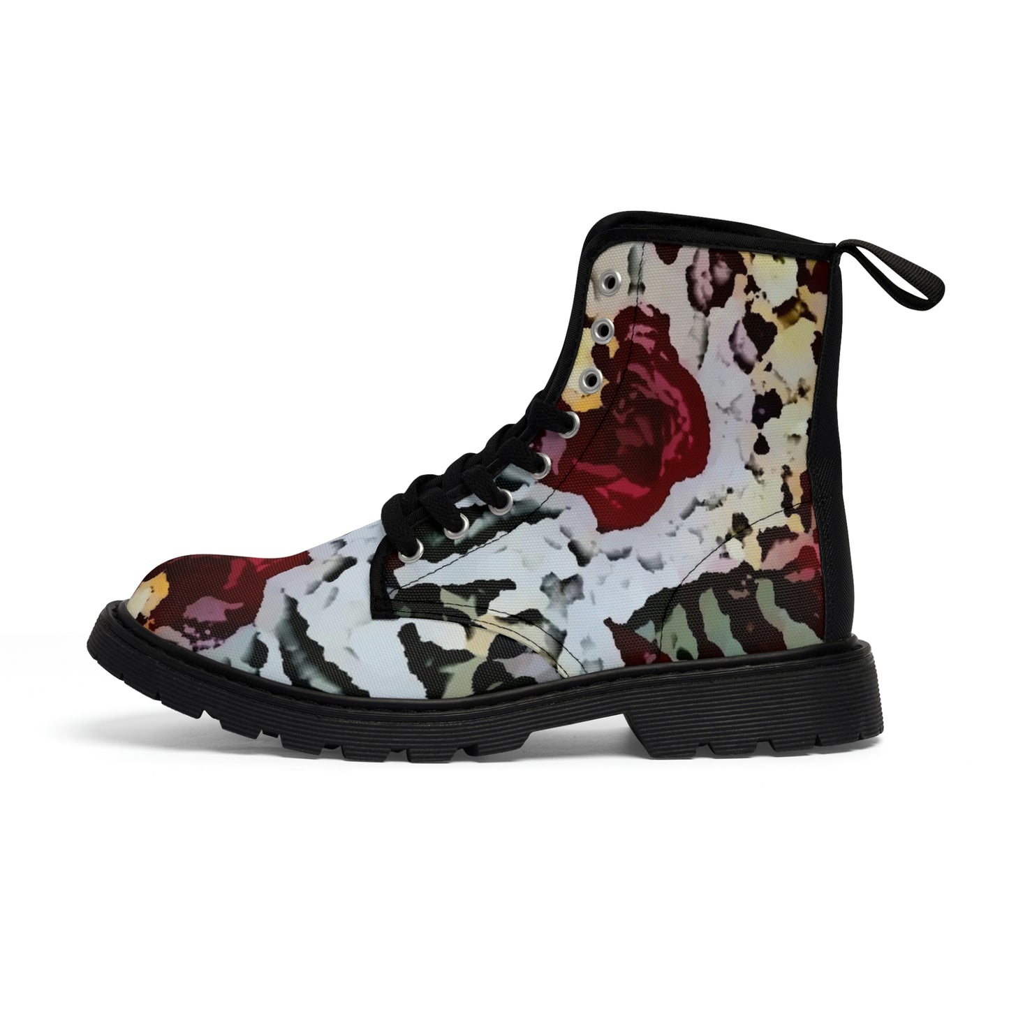 Women's Canvas Boots ... "A Friendly Flower" ... Pointsettia 'Pointing' ... Original Works ... (Supplied Photograph) ...