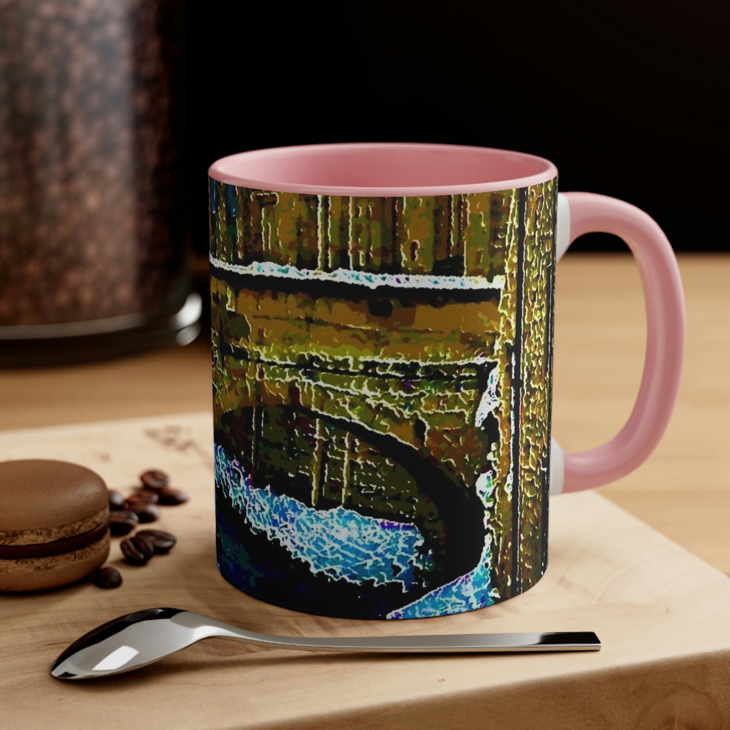 Accent Coffee Mug, 11oz ...  Walikng The Streets & Alleys ... 'Strolling The Canals ... '  ... Original Works  ...