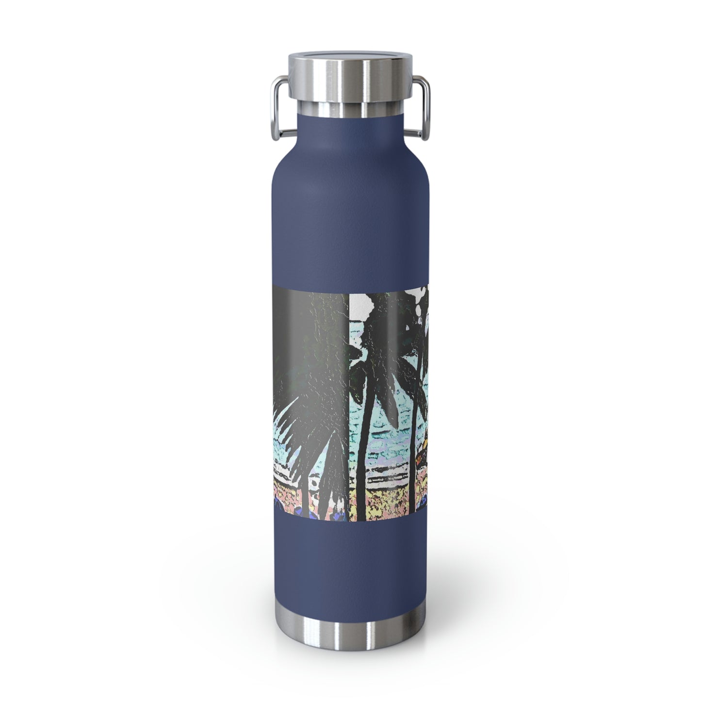 Copper Vacuum Insulated Bottle, 22oz ... "A Beautiful Beach Amongst The Palms" ... The Outrigger Waikiki, Honolulu, Oahu ... Original Works ...