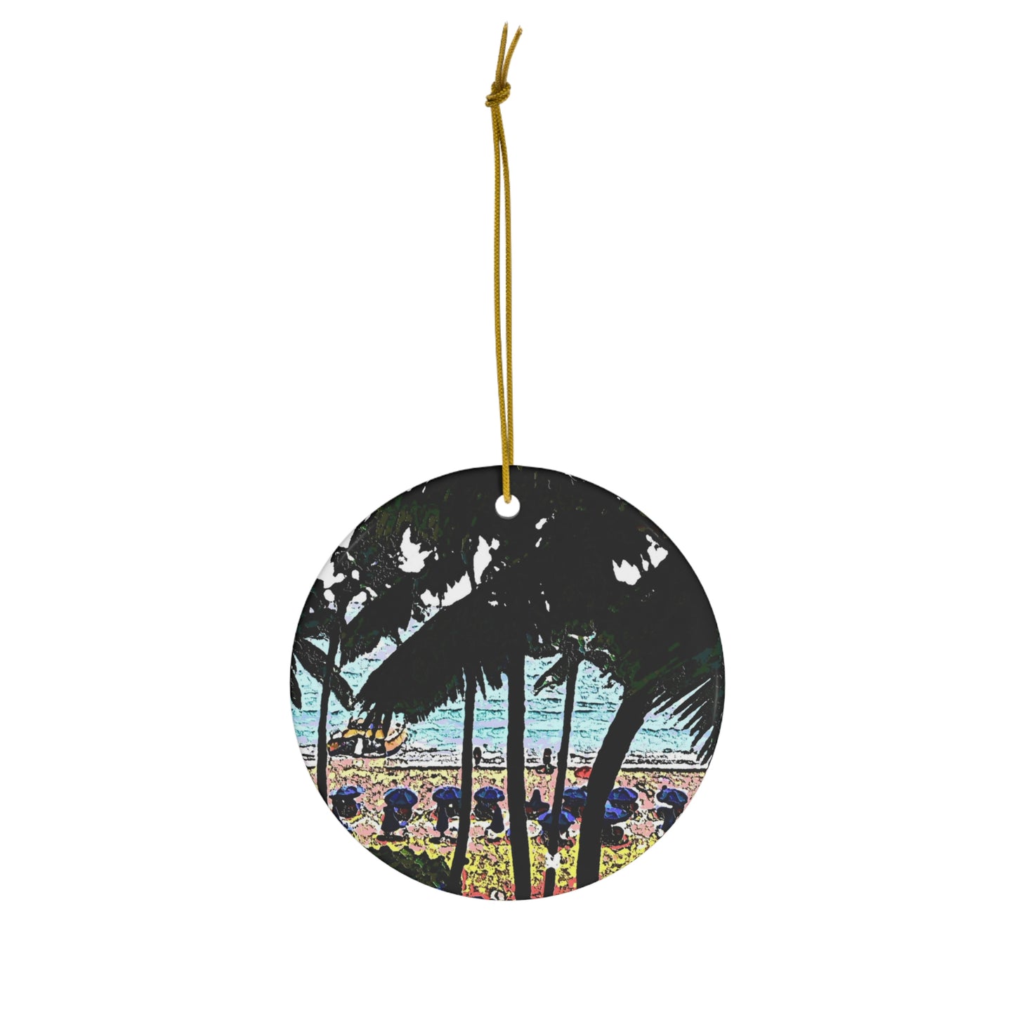 Ceramic Ornament, 1-Pack ... "A Beautiful Beach Amongst The Palms" ... The Outrigger Waikiki, Honolulu, Oahu ... Original Works ...