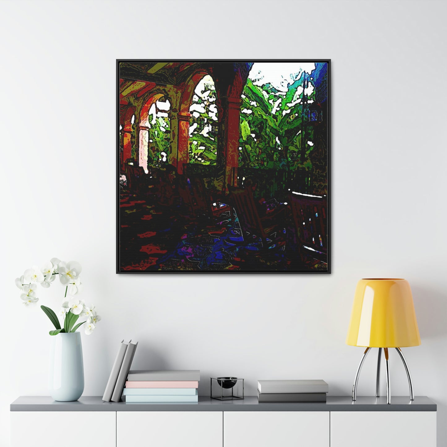Gallery Canvas Wraps, Square Frame ...  Lanai & Rocking Chairs At: 'The Pink Palace' ... The Royal Hawai'ian ... Honolulu, HI ... '27Oct2014' ... Original Works ...
